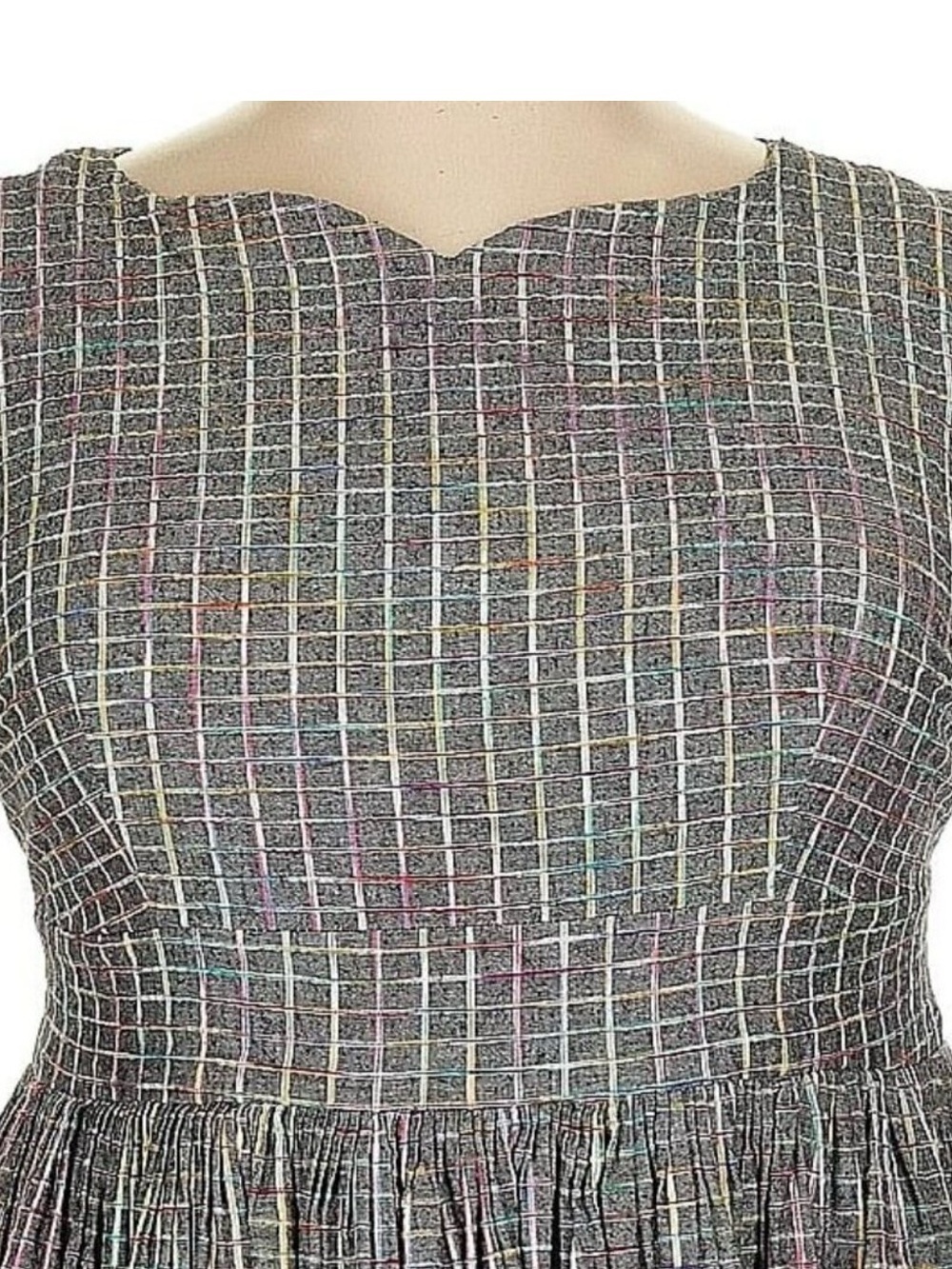 Modcloth "Fabulous Fit and Flare" in Grey Stripes - Picture 3 of 14